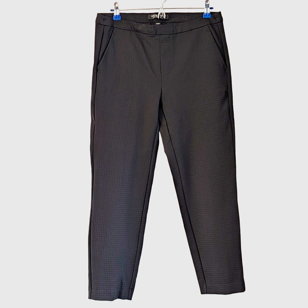 Liverpool Tyler Textured Pull On Ankle Pants Black Stretch Career Size 8 Pockets